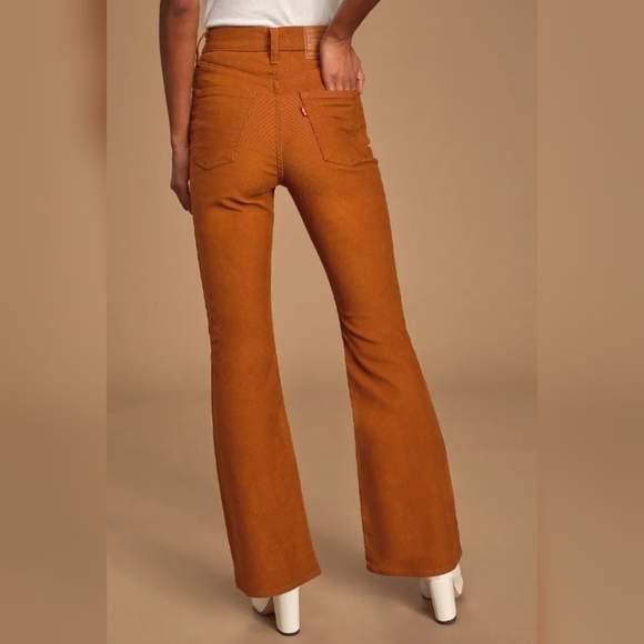 Levi's Ribcage Flare Corduroy Pants Caramel Cafe - Picture 4 of 15